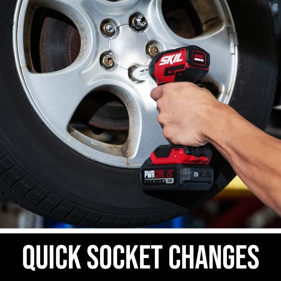 Llave de impacto Skil Pwr Core 20 compacta 20 V sin escobillas 3 8 pulgadas 170 pies libras de par Foto 4 de 4