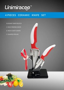Gourmet Couteau en céramique de cuisine ensemble cadeau 6" Chef, 3" Paring , Peeler, Bloc