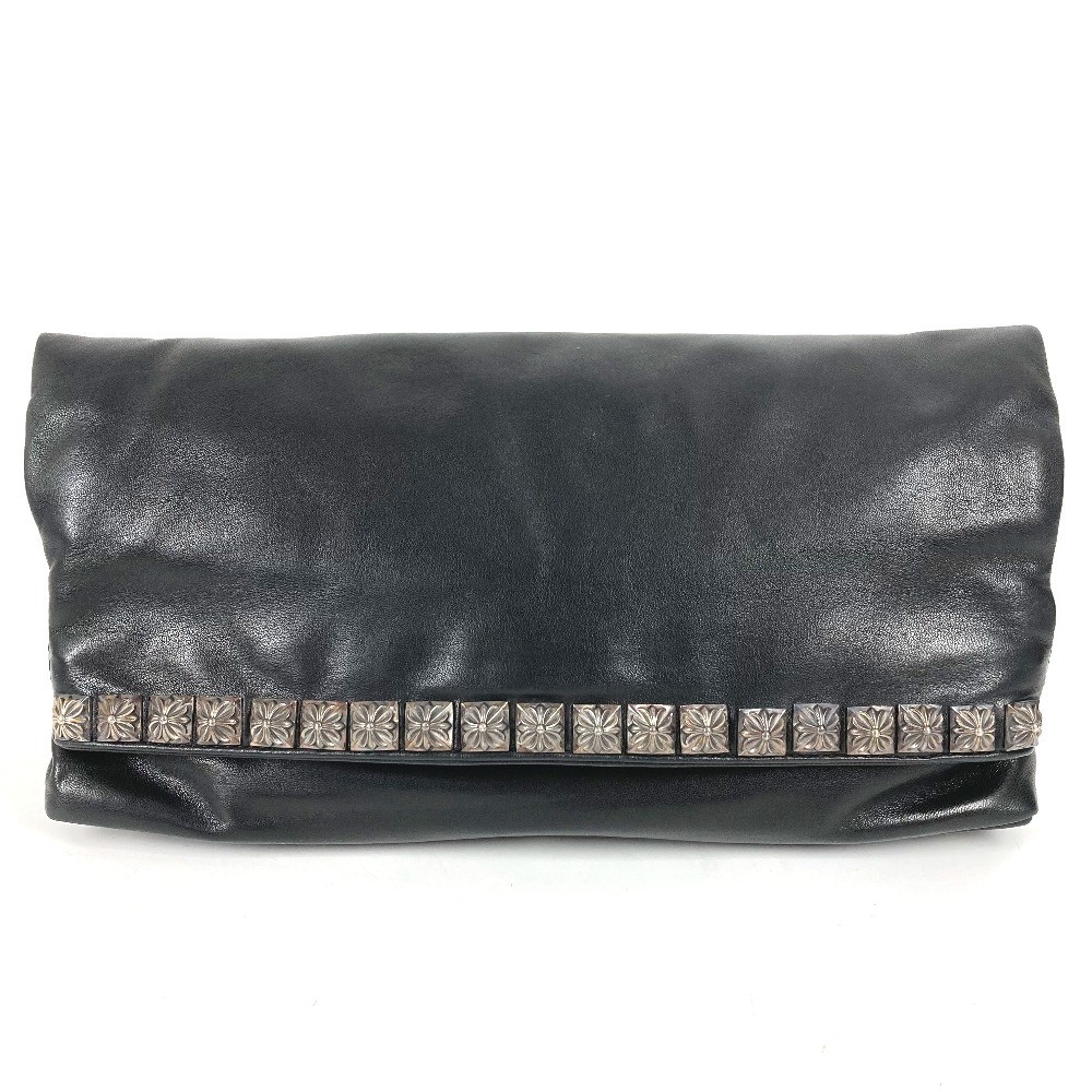 CHROME HEARTS Two fold Pyramid Studs Dagger Zip Bag Pouch Clutch bag