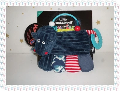 ㊳ - Doudou Hochet D'Activités Hippipos Hippopotame Bleu Rouge ..Les Déglingos - Photo 1/4