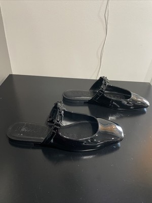 Karl Lagerfeld London Women's Black Patent Leather Slip On Loafer Shoes 7.5 New