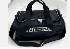 Versace Fragrances Black Duffle with Silver Tone Zipper Travel Overnight Bag New