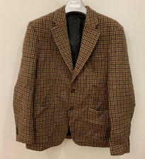 1970s Vintage houndstooth pure wool handwoven tweed hunting jacket blazer 42R