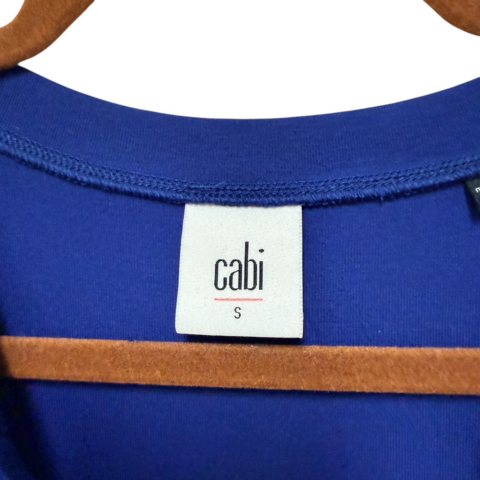 Cabi Notch Tee Electric Sapphire Blue Cap Short Sleeve Rayon #5563 Size S