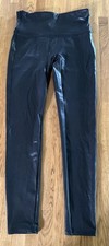 Spanx Faux Leather Leggings Womens Size L Large Black Stretch EUC