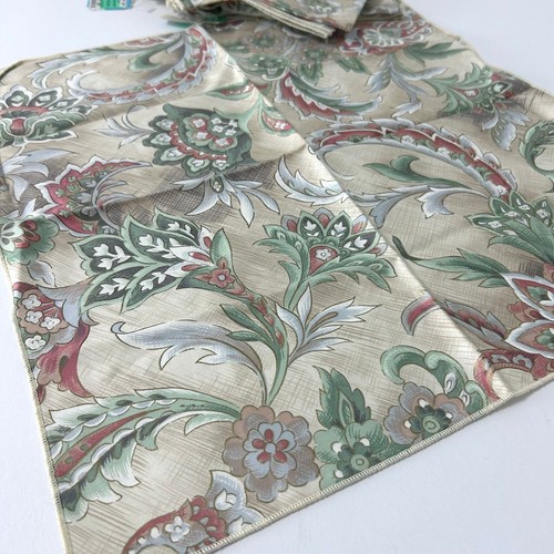 Paisley Fabric Napkins Dinner Vintage 90s 17x17 NEW Deadstock Set 4 Floral Boho - Picture 3 of 5
