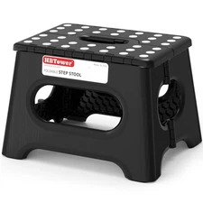 HBTower Folding Step Stool 9 Inch - Holds 600 lb, Non-Slip Surface & Carry Ha...