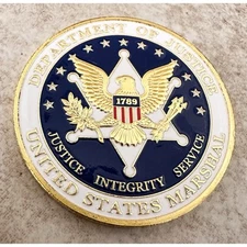 U.S. United States Marshal | Department of Justice | Gold Plated Challenge Coin