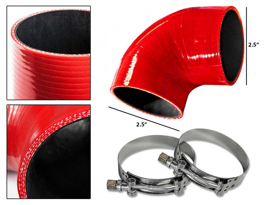 RED Silicone 90 Degree Elbow Coupler Hose 2.5