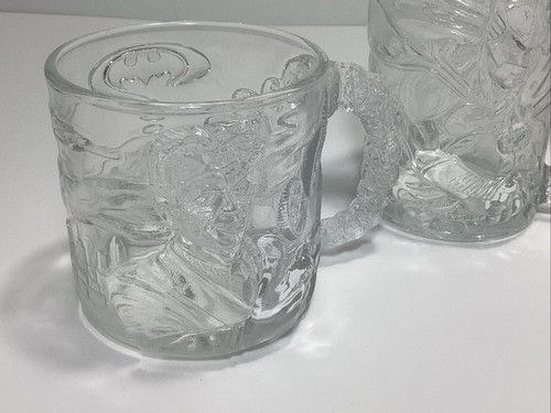 Vintage 1995 Batman Forever McDonald's Complete Set of 4 Embossed Glass Mugs - Picture 2 of 10