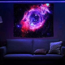 Blacklight UV Reactive Tapestry Trippy Neon Wall Hanging Glow in Dark Art Decors