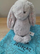 Jellycat Original Medium Bashful Silver Blossom Bunny Rabbit  Genuine BNWT