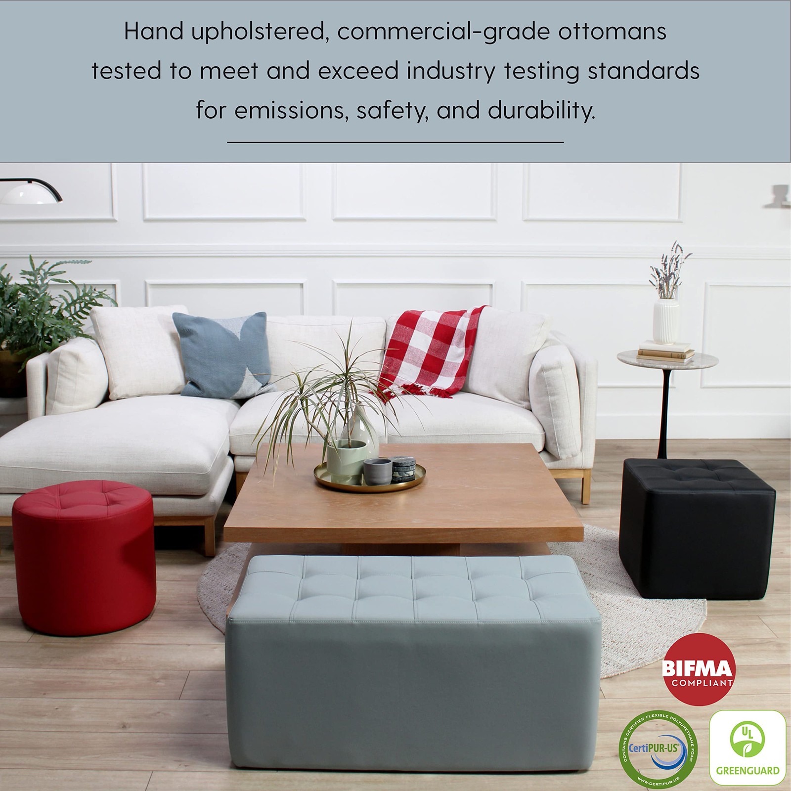 Tufted Rectangle Accent Ottoman Bench Beautifully Upholstered Furniture for M...