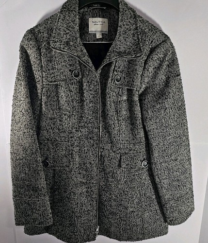 Nautica Womens XL Thick Coat Full Zipper Mock Neck Lined Vietnam Wide Cuff Taper - Picture 1 of 9