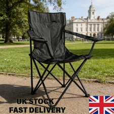 Image of Portable Folding Chair 80cm High, 120kg Carbon Steel Frame for Camping UK