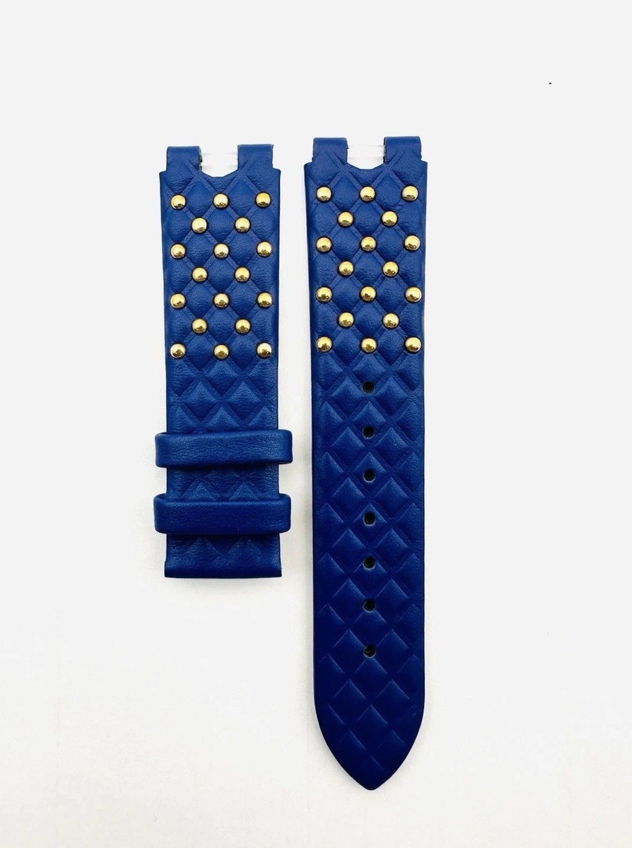 VERSACE WATCH BAND , VK7 , BLUE QUILTED CALF , VK704 , VANITAS