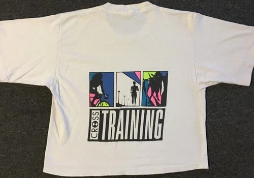 Vtg 80s Nike Cross Training Faded Boxy Crop Shirt S Swoosh J 1980s vintage concert t-shirt, vintage, single stitch, B+ condition