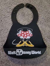 Minnie Mouse Silicon Bib Baby Crumb Catcher Walt Disney World Adjustable Black