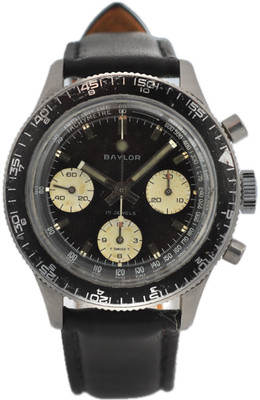 Vintage Baylor 1079 Reverse Panda Men's Chronograph Wristwatch Landeron 349