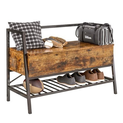 Storage Bench, Industrial Shoe Rack Bench with Storage , Holds Up to 240 LB S...