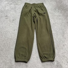 Adidas Fleece Jogger Sweatpants Boys Youth Medium Green 3-Striped Activewear