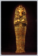Egyptian Pharaoh Tutankhamun Solid Gold Canopic Coffin Cairo Postcard UNP 4x6
