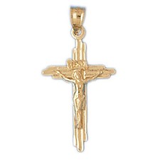 Jesus Christ on Cross Charm Pendant 14k Gold