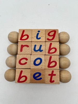 Montessori Phonetic Reading Blocks Early Readers Word Building Set Of 4