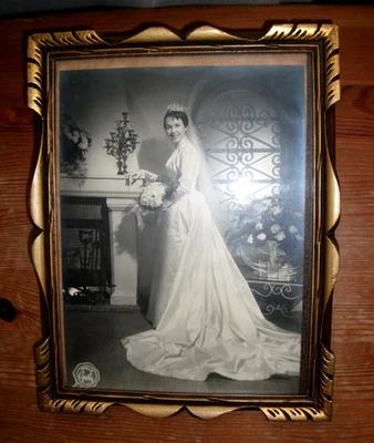 Cadre ancien en bois doré+photo ancienne+verre 20,5 X 26,5 Feuil 18 X 24 cm - Photo 1/4