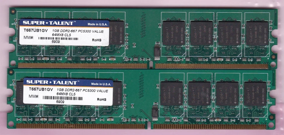 2GB 2x1GB PC2 5300 DDR2-667 SUPERTALENT T667UB1GV SUPER*TALENT Ram Memory Kit - Image 4 of 4