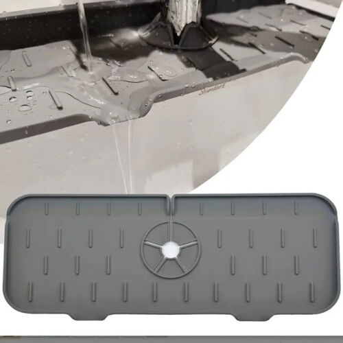 Kitchen Faucet Sink Splash Guard Mat Drain Drip Catcher Tray Handle Silicone
