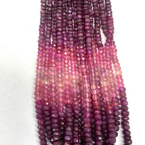 18" Natural Ruby Necklace 3-4mm Shaded Facetted Beads 925 Silver Clasp - Picture 10 of 10