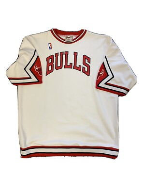 Mitchell Ness Authentic Chicago Bulls white warmup shooting shirt 52 rare OG NBA | eBay