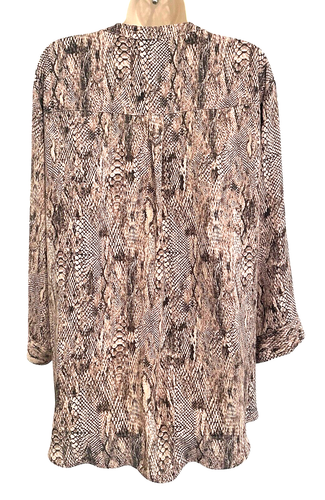 Torrid Sz 4X (26) Women’s Top Snakeskin Pullover Brown Mob Wife Flowy Lagenlook - Picture 5 of 10