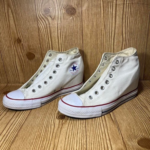 Converse Lux mid white hidden heel wedge sneakers - lace up Women's size  10.5 | eBay