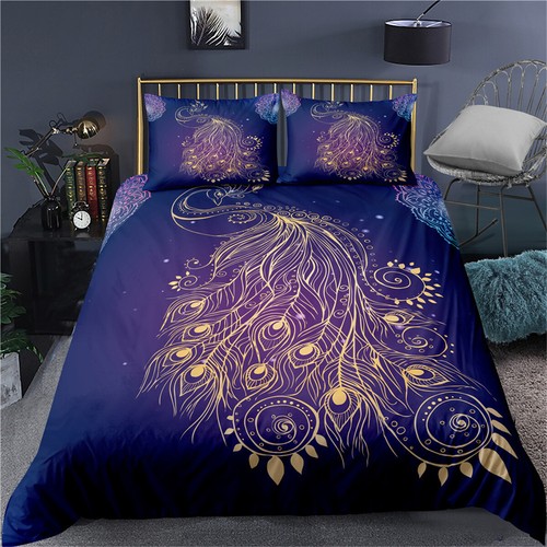Peacock Purple Duvet Cover Set Quilt Covers Single Double King Super