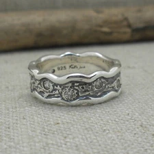 Sterling Silver Flush Set Round CZ Rocks N Rivers Ring by Keith Jack Size 7 or 8