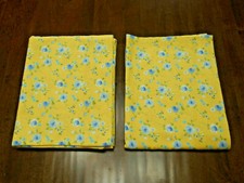 Pair/Standard 100 cotton FLANNEL Pillowcases made w/Blue Floral over Yellow NEW