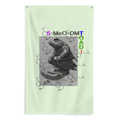 ''5-MeO-DMToad'' Flag Bufo Incilius Alvarius Toad Psychedelic Shamanic Magic