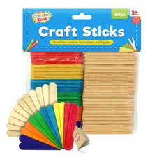 100 Coloured Natural Ice Lolly Lollipop Sticks Wooden Model Craft Sticks 80x14mm