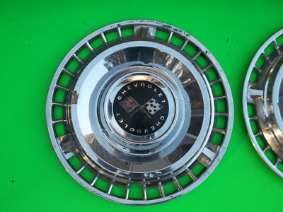 1961 impala chevy chevrolet hubcap driver shape, some flaws 1960 ? total of 4