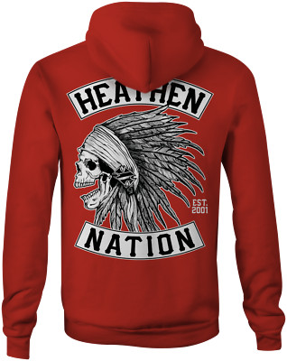 BRAND NEW Heathen CHIEF RED Pullover Hoodie SMALL-4XLARGE LIMITED EDITION