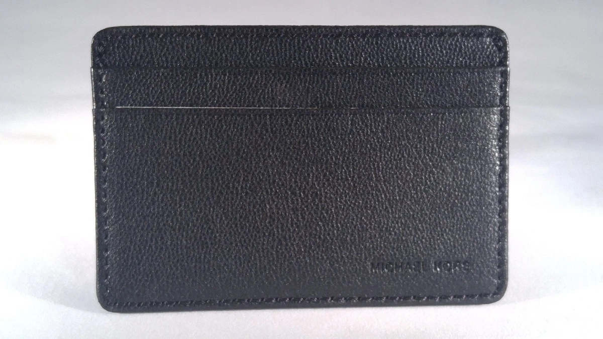 Michael Kors Unisex Black Leather Card Holder Wallet USA Seller
