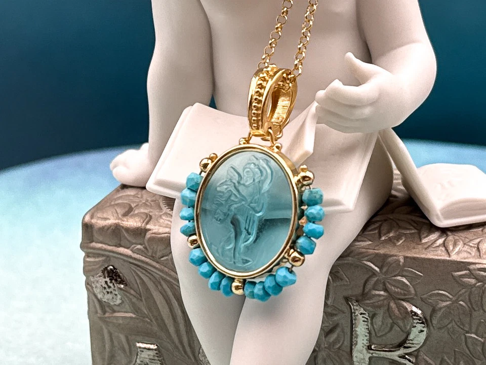TAGLIAMONTE Designs (2307P) 925SS/YGP Venetian Cameo Pendant *Cupid*Reg.$225 - Image 3 of 4