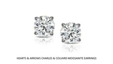 5.00 Carat HEARTS & ARROWS STUD EARRINGS 14k Charles & Colvard
