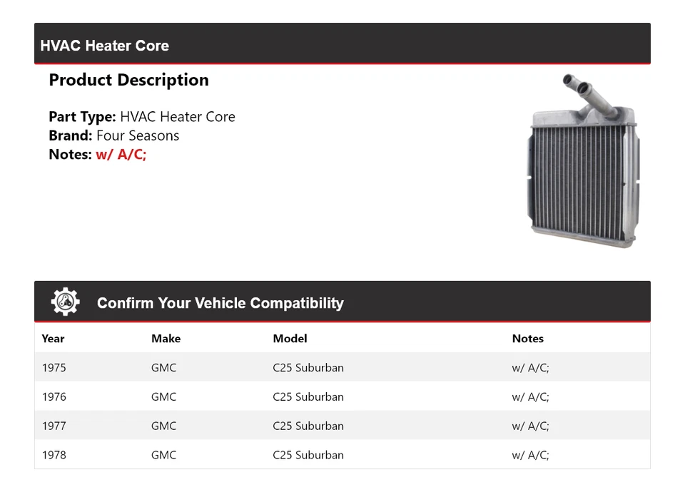 For 1975-1978 GMC C25 Suburban HVAC Heater Core 4 Seasons 1976 1977 - Image 2 of 4
