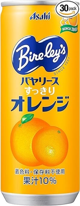 Asahi Soft Drinks Bireley's Orange 245ml x 30 Cans Juice From Japan
