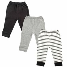 Luvable Friends Baby Tapered Ankle Pants, 3-Pack, Black Stripes