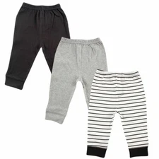 Luvable Friends Baby Tapered Ankle Pants, 3-Pack, Black Stripes