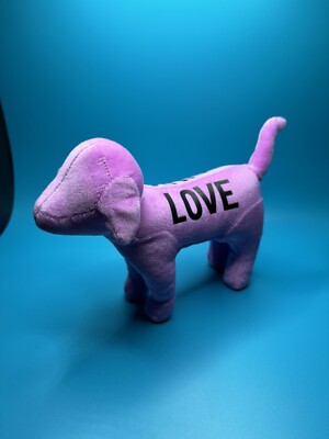 8'' Victoria s Secret LOVE PINK Plush Puppy Dog PurpleBlack Lavender Soft!